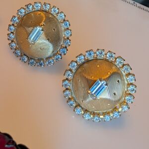 Vintage HOBÉ rare Gold Rhinestone  earrings